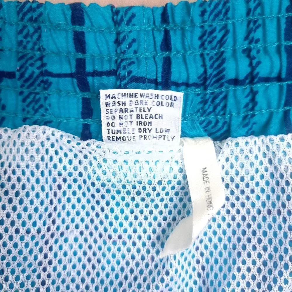 Vintage MTO Sport Swim Trunks Shorts Blue Turquoise Size Lg